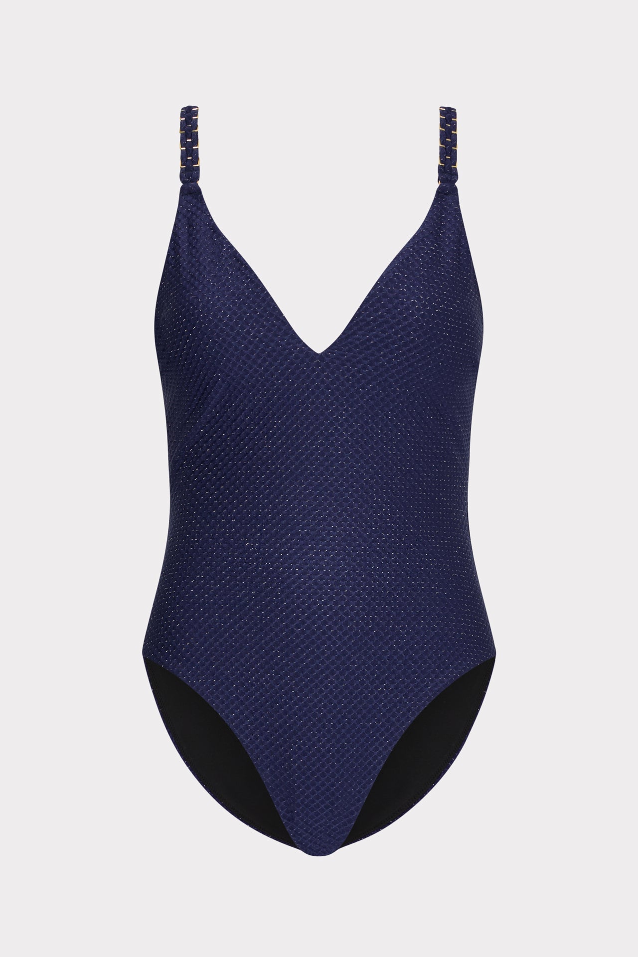 Shimmer Texture Braided One Piece - Navy