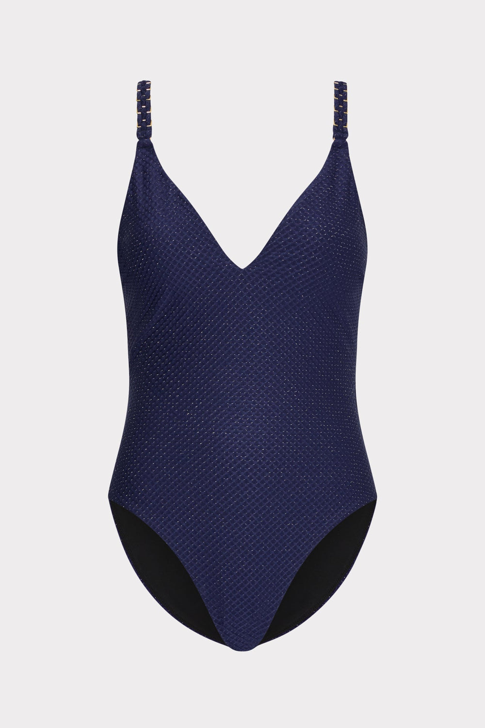 Shimmer Texture Braided One Piece - Navy