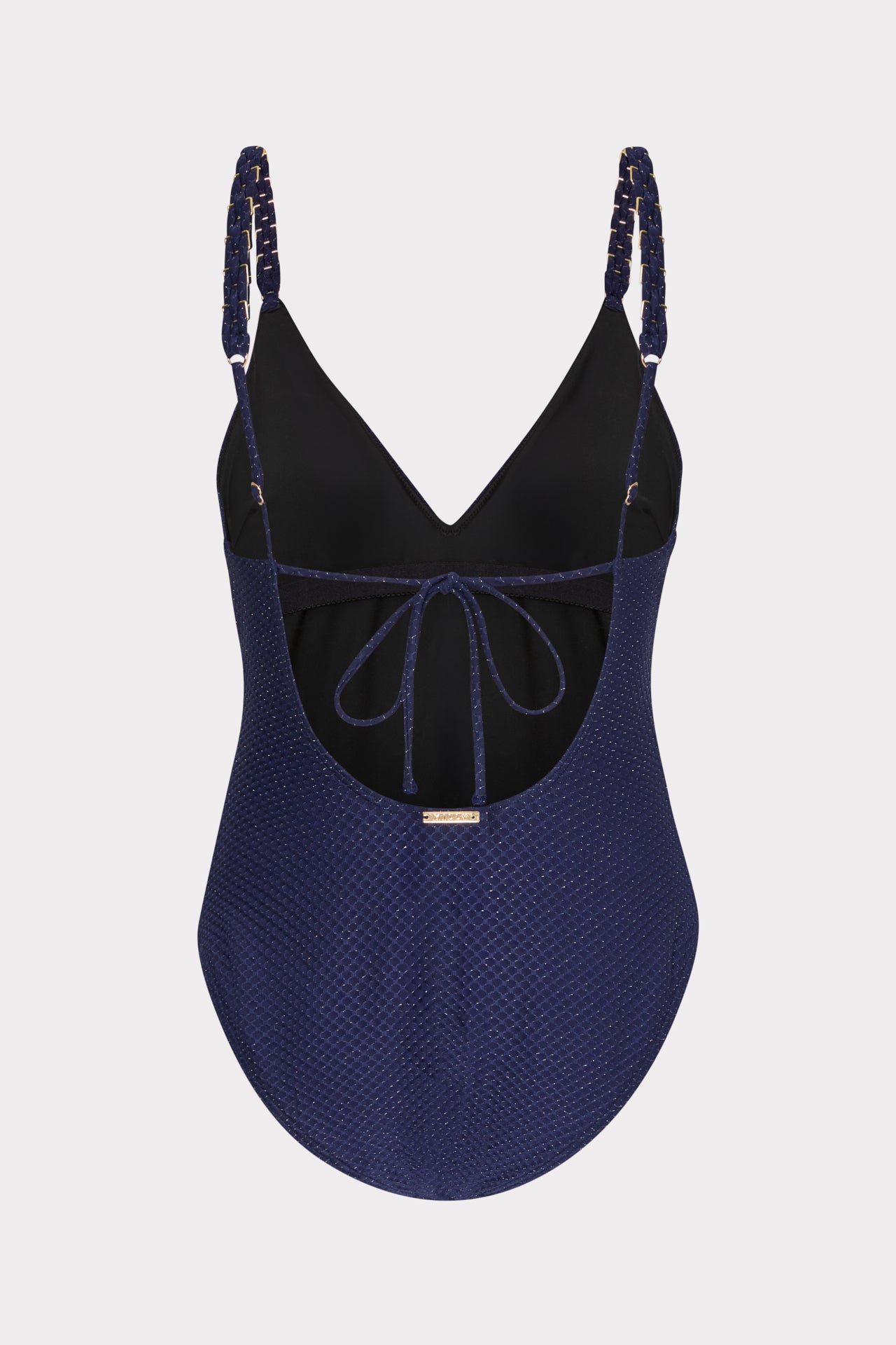 Shimmer Texture Braided One Piece - Navy