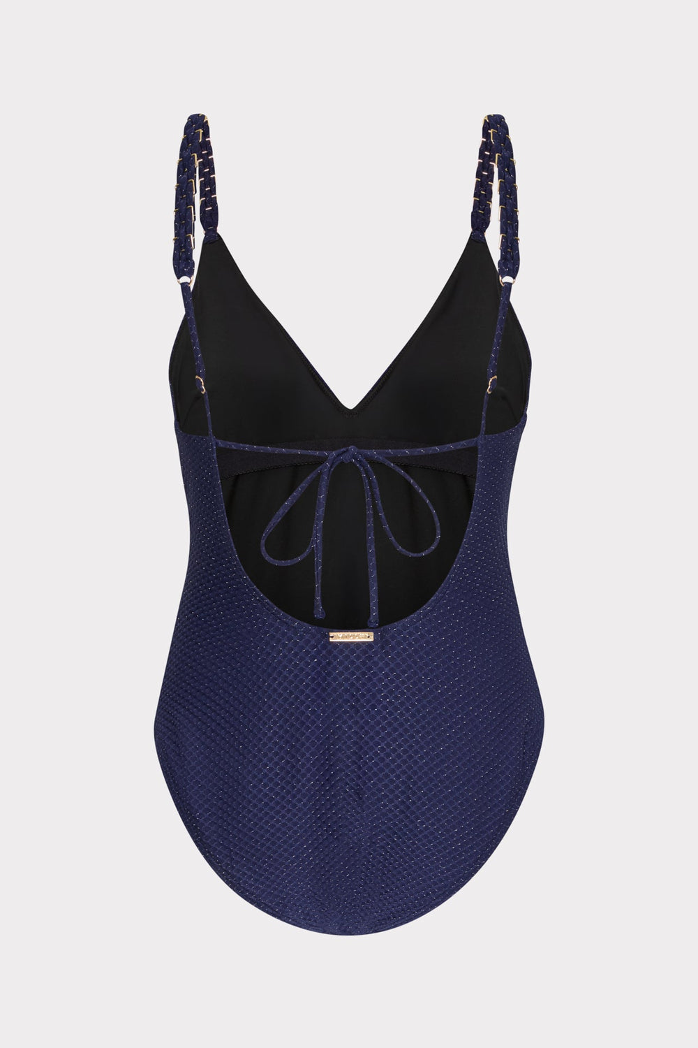 Shimmer Texture Braided One Piece - Navy