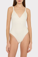 Shimmer Texture Braided One Piece - Tan
