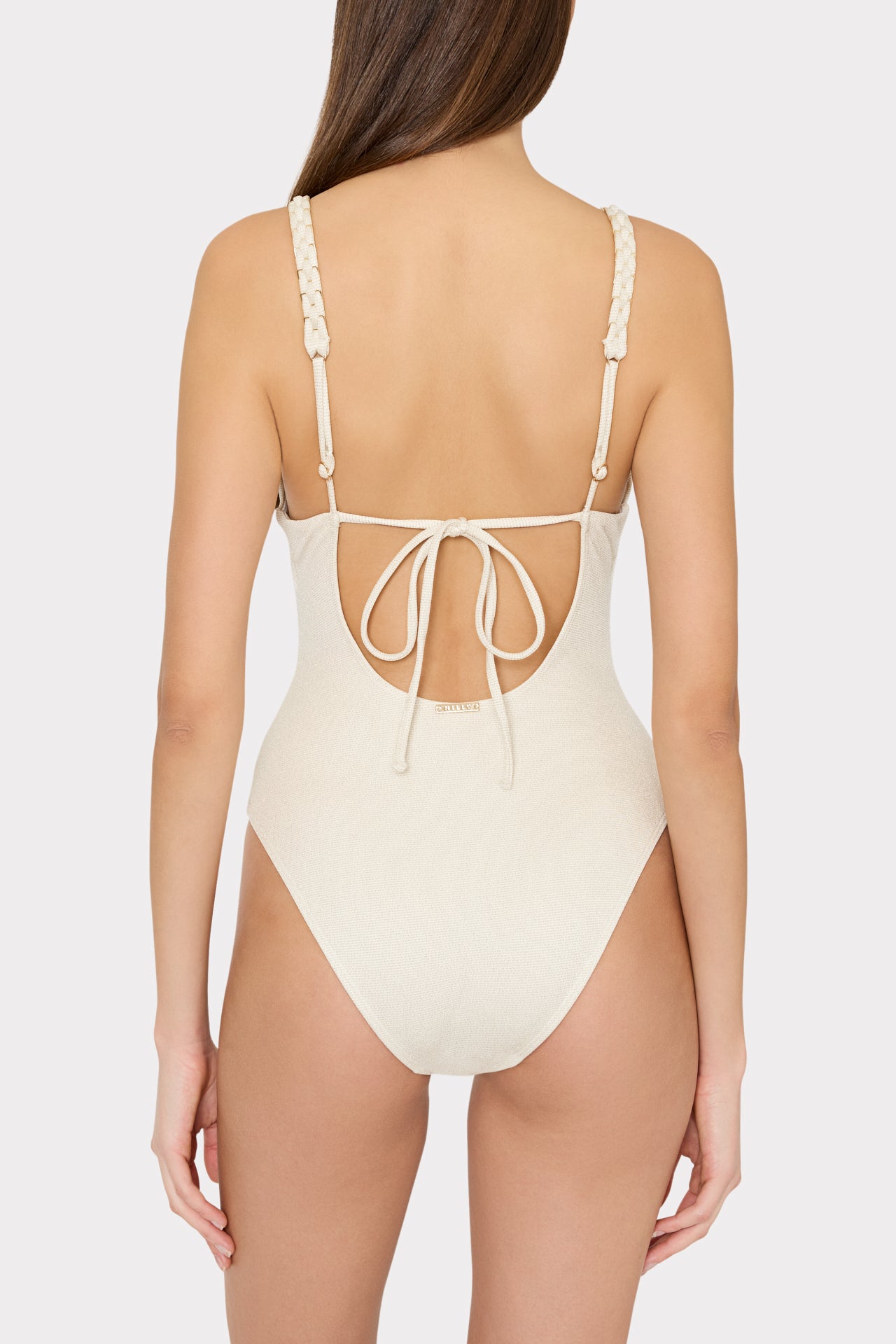 Shimmer Texture Braided One Piece - Tan