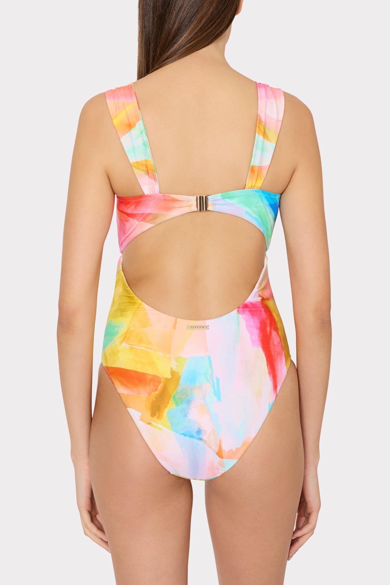 Betsy Watercolor Paint Stroke Bandeau One Piece - Multi