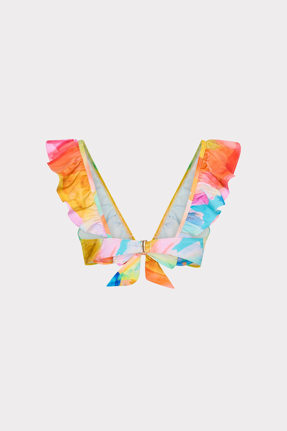 Watercolor Paint Stroke Ruffle Bikini Top - Multi