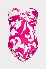 Lily Silhouette Knot Bandeau One Piece - Pink/Ecru