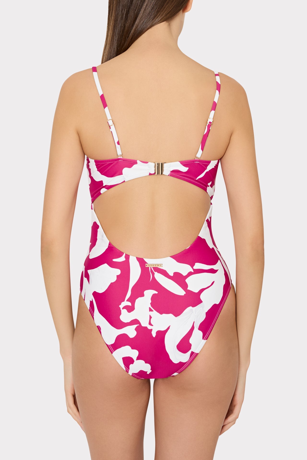 Lily Silhouette Knot Bandeau One Piece - Pink/Ecru