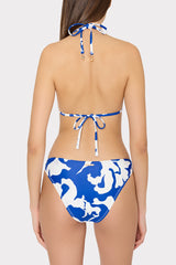 Lily Silhouette Triangle Bikini Top - Blue/Ecru
