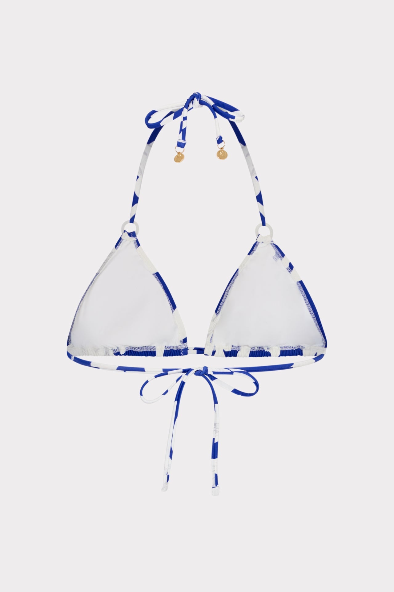 Lily Silhouette Triangle Bikini Top - Blue/Ecru