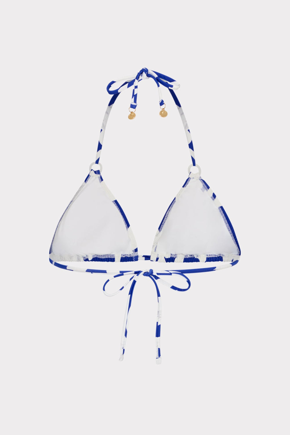 Lily Silhouette Triangle Bikini Top - Blue/Ecru