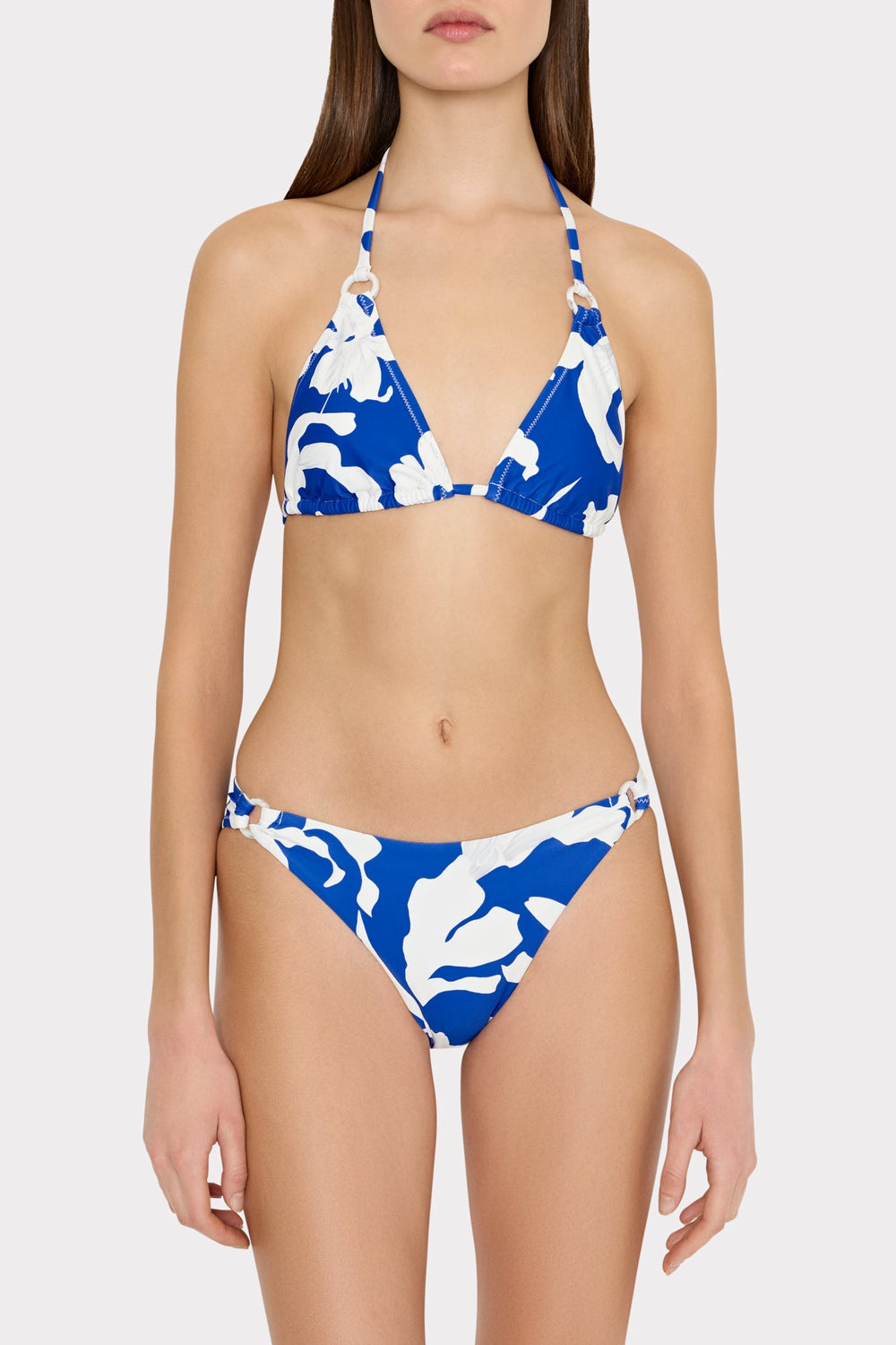 Lily Silhouette Ring Bikini Bottom - Blue/Ecru