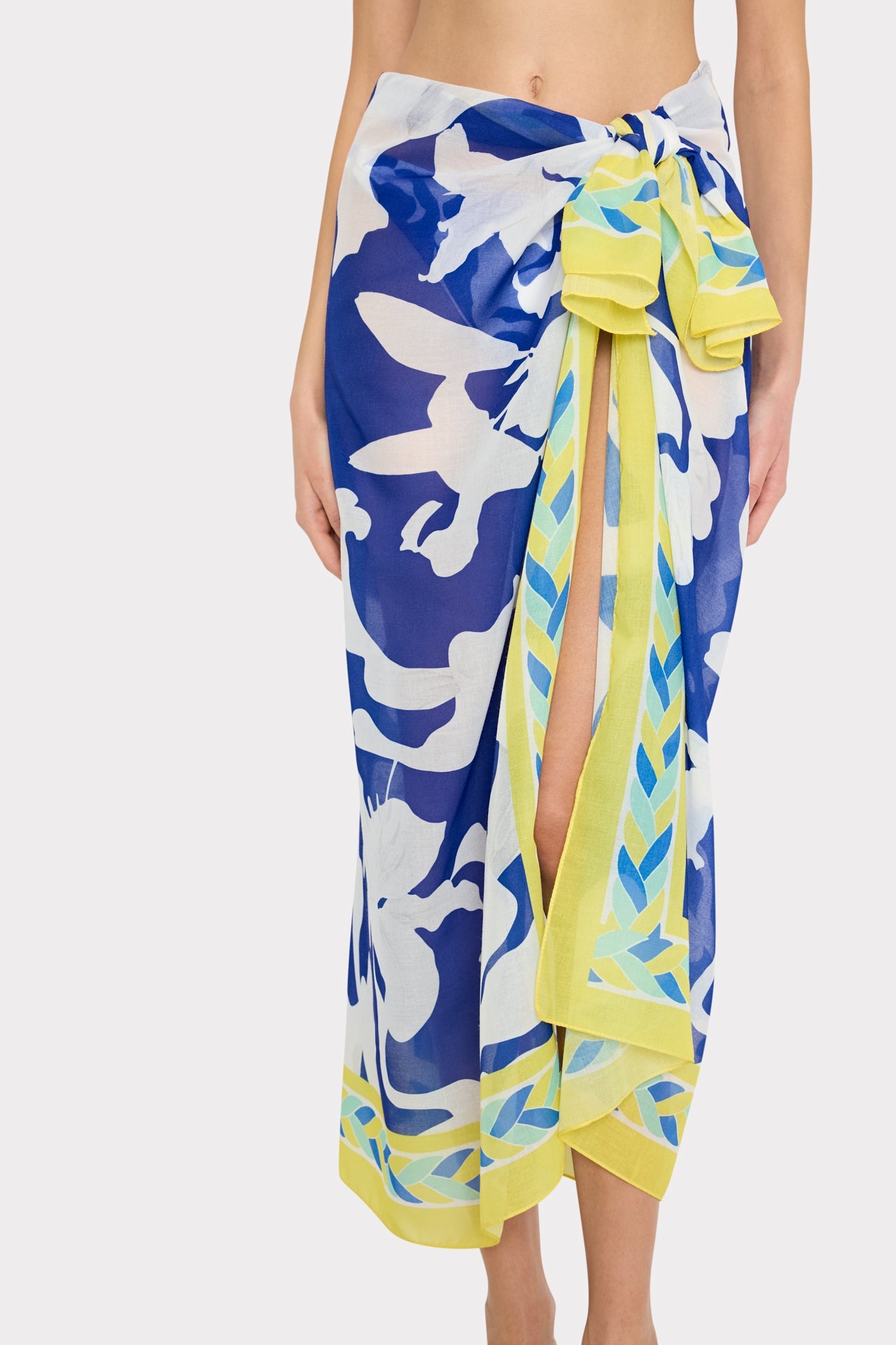 Lily Silhouette Sarong - Blue/Ecru