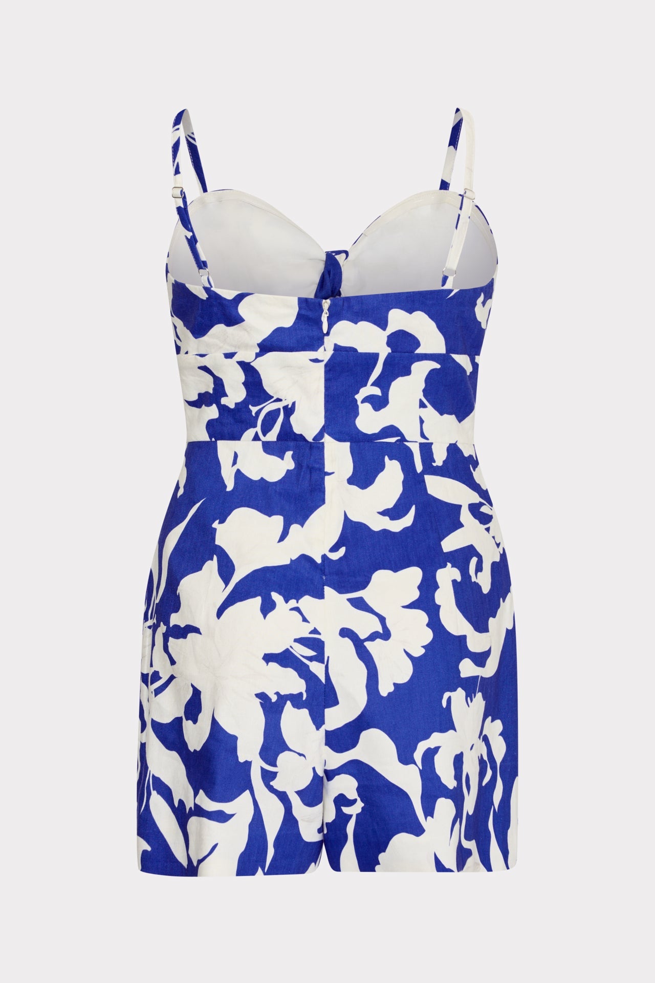 Anya Lily Silhouette Linen Romper - Blue/White