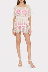 Swirl Lace Cover-Up Mini Dress - White