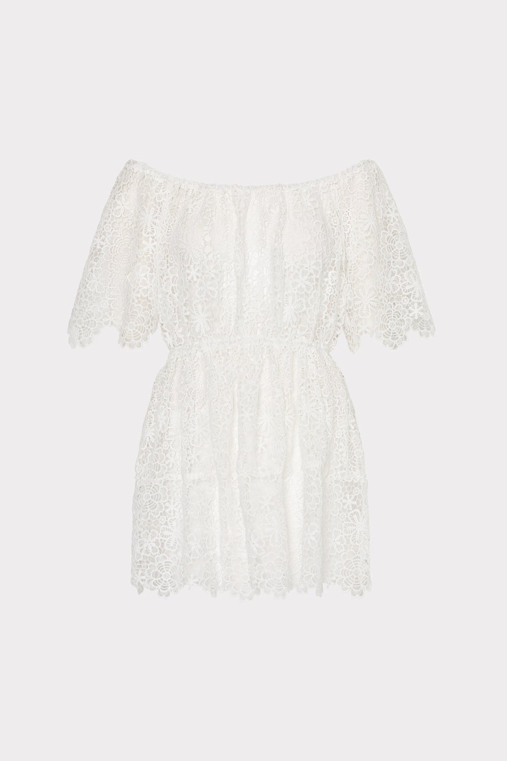 Swirl Lace Cover-Up Mini Dress - White