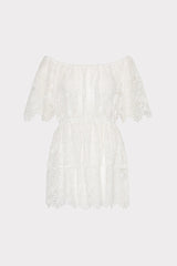 Swirl Lace Cover-Up Mini Dress - White