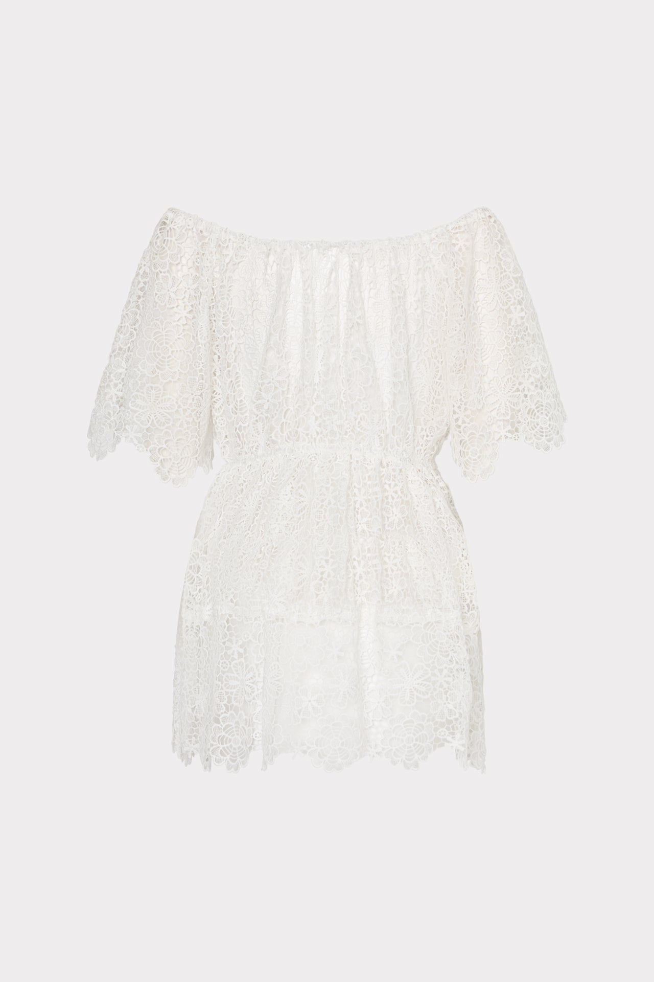Swirl Lace Cover-Up Mini Dress - White
