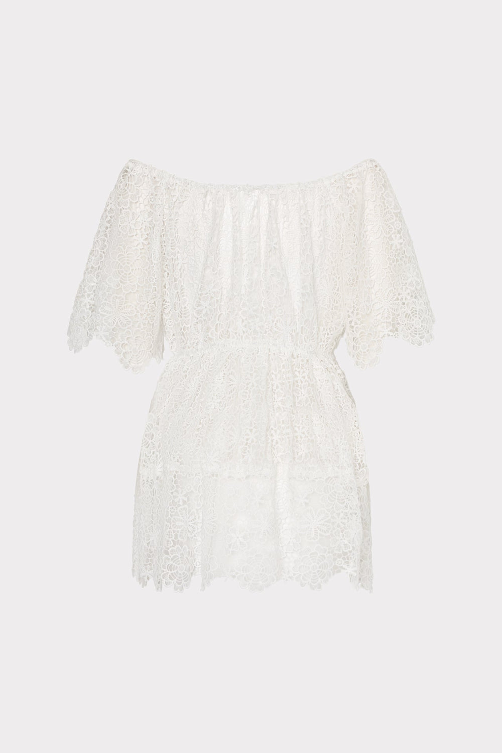 Swirl Lace Cover-Up Mini Dress - White