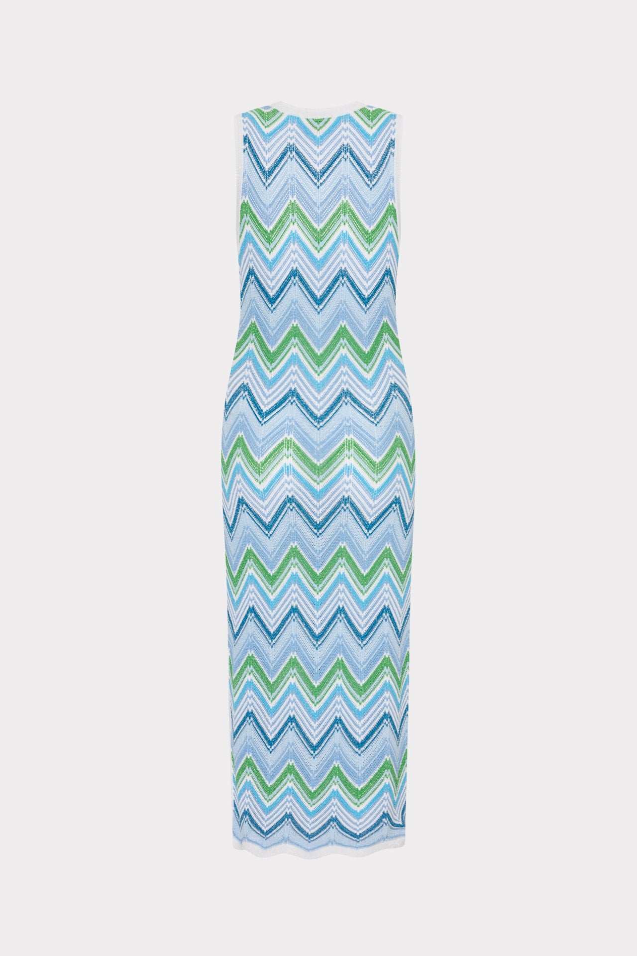 Multi Zig Zag Sleeveless Midi Dress - Blue Multi