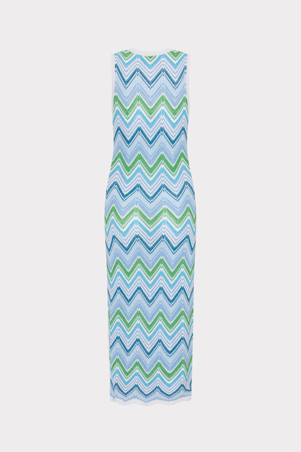 Multi Zig Zag Sleeveless Midi Dress - Blue Multi