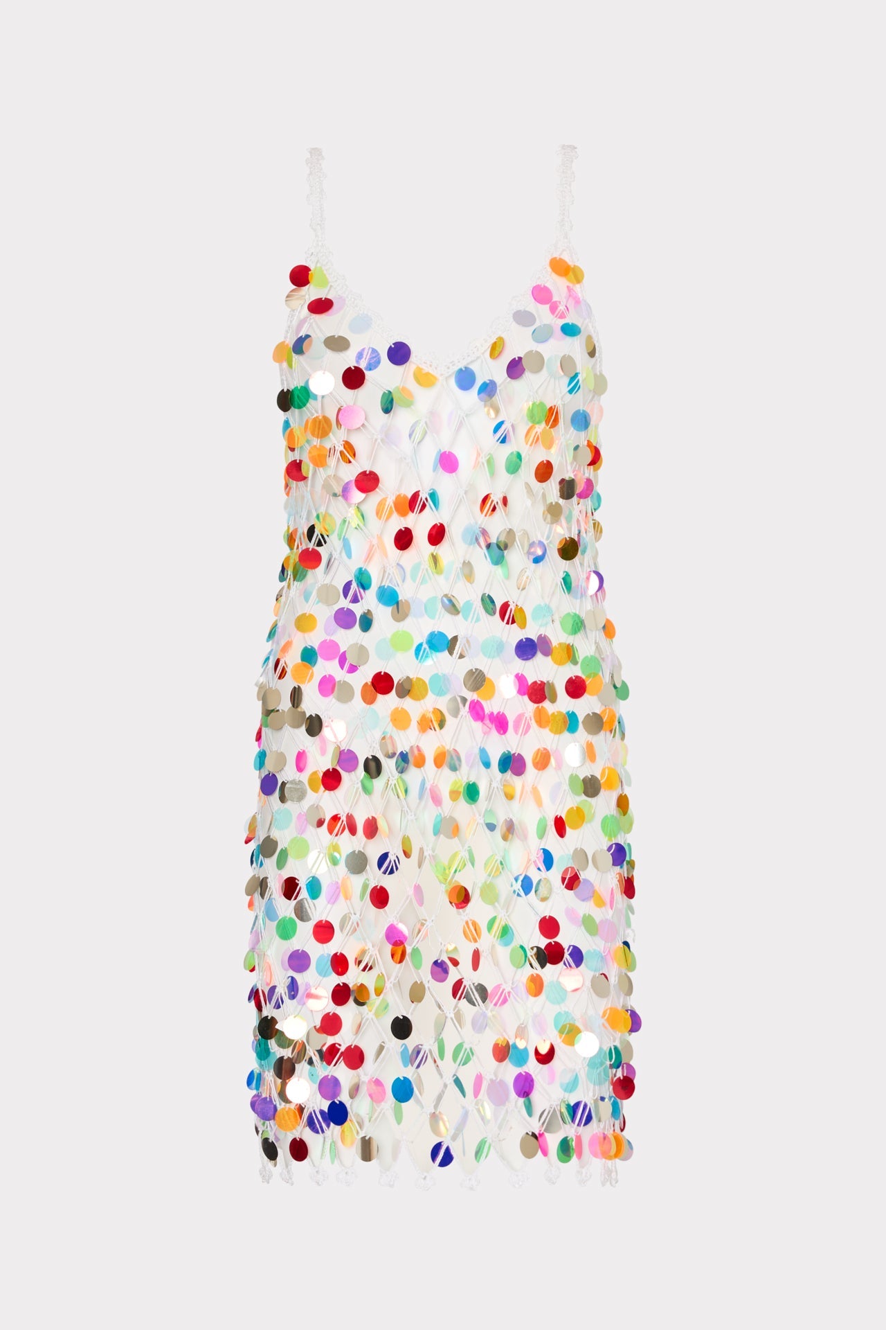 Sequin Crochet Mini Sleeveless Dress - Multi