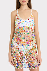Sequin Crochet Mini Sleeveless Dress - Multi