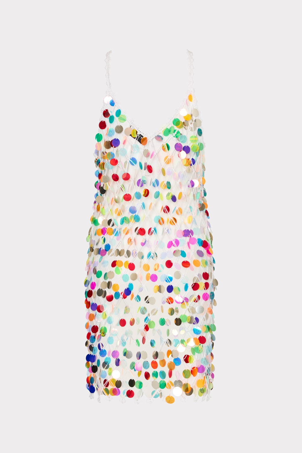Sequin Crochet Mini Sleeveless Dress - Multi