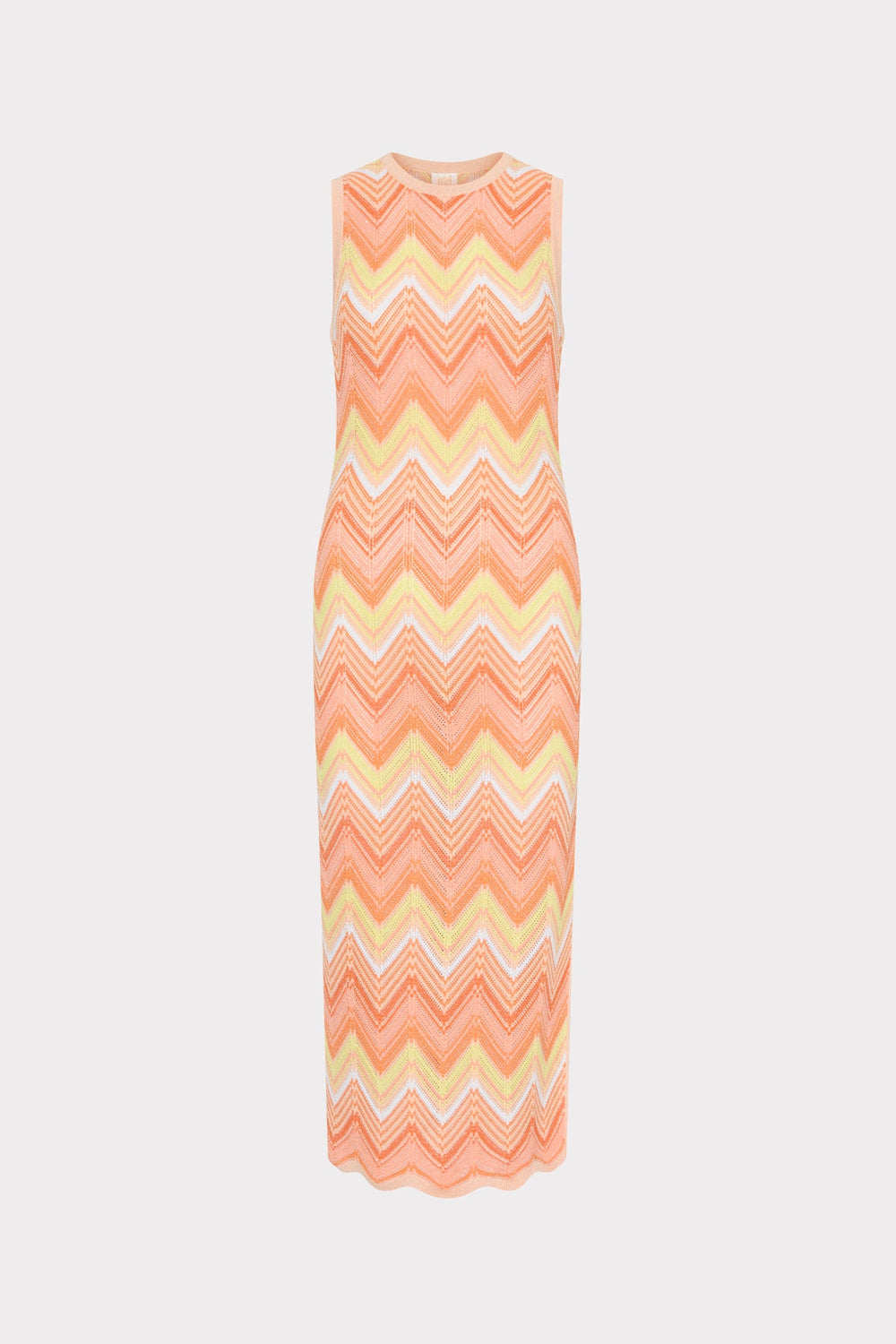 Multi Zig Zag Sleeveless Midi Dress - Coral Multi