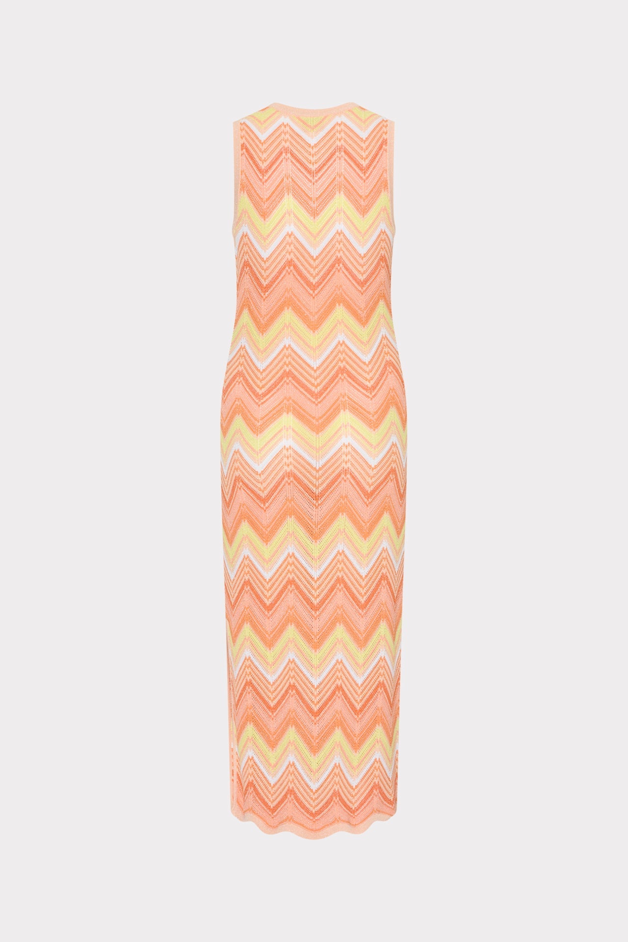 Multi Zig Zag Sleeveless Midi Dress - Coral Multi