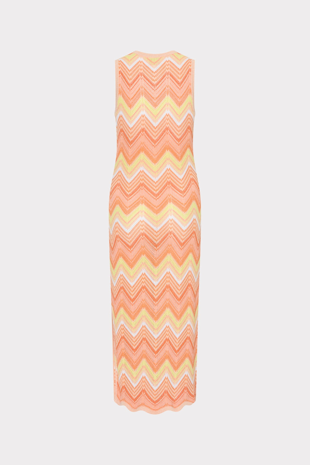 Multi Zig Zag Sleeveless Midi Dress - Coral Multi