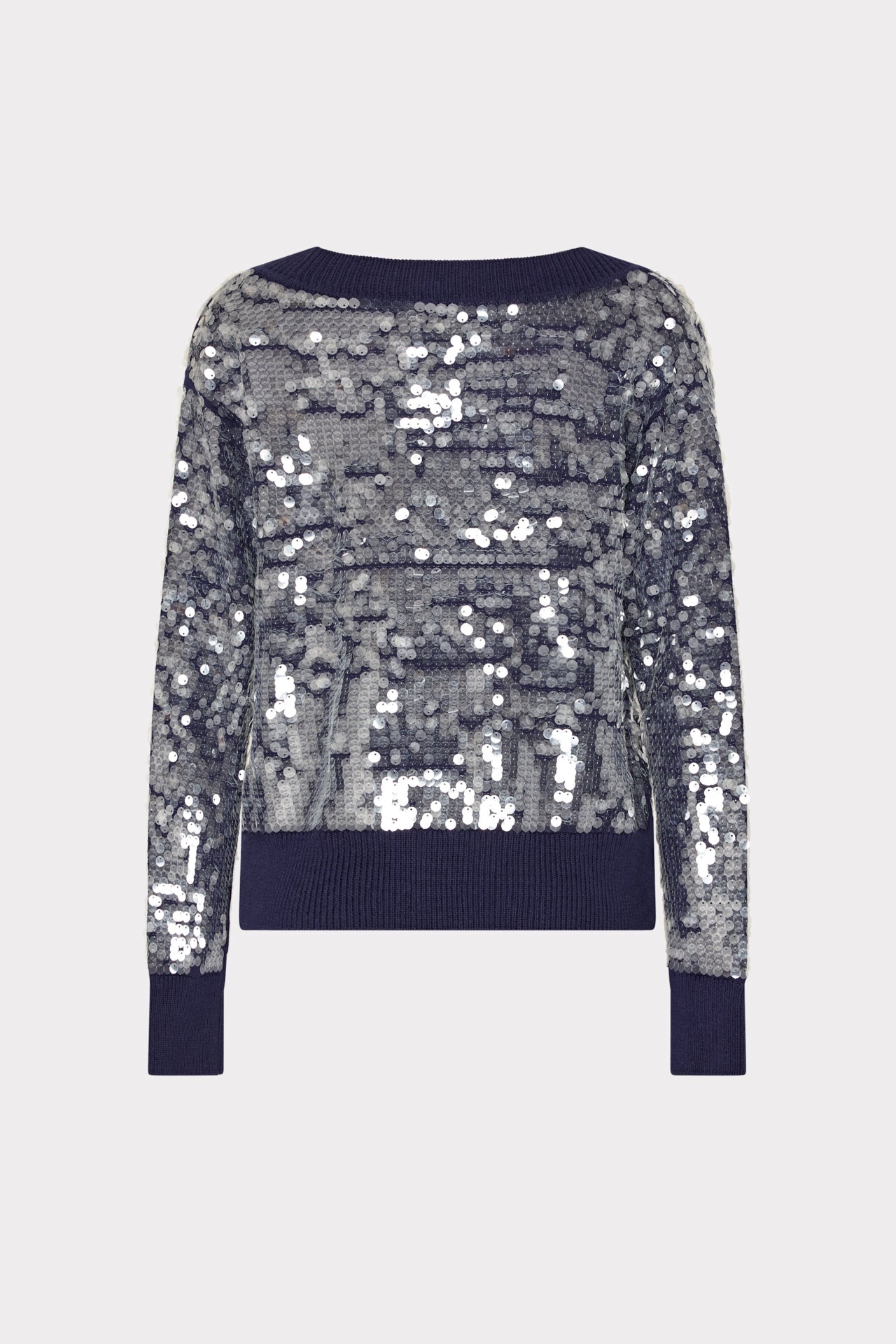 Ilaria Sequin V-Neck Sweater - Navy