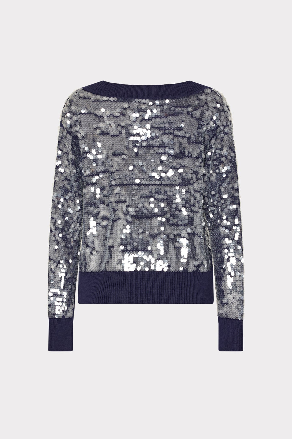 Ilaria Sequin V-Neck Sweater - Navy