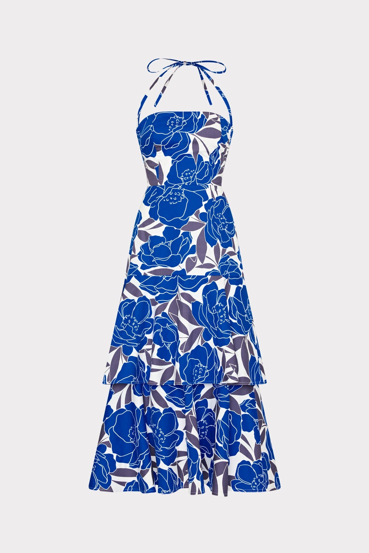 Camellia Floral Linen Maxi Dress - Blue Multi