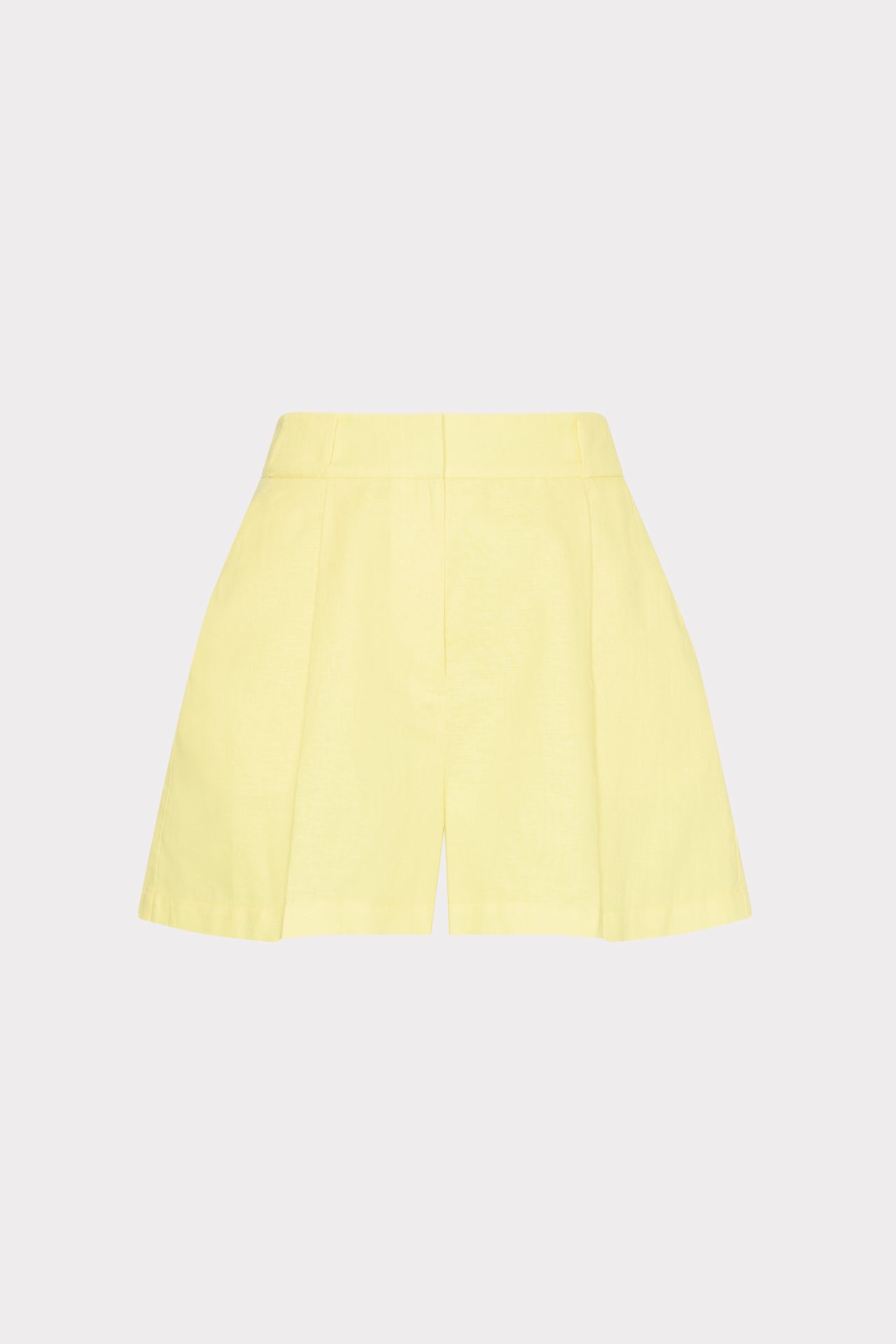 Linen Pleated Shorts - Yellow