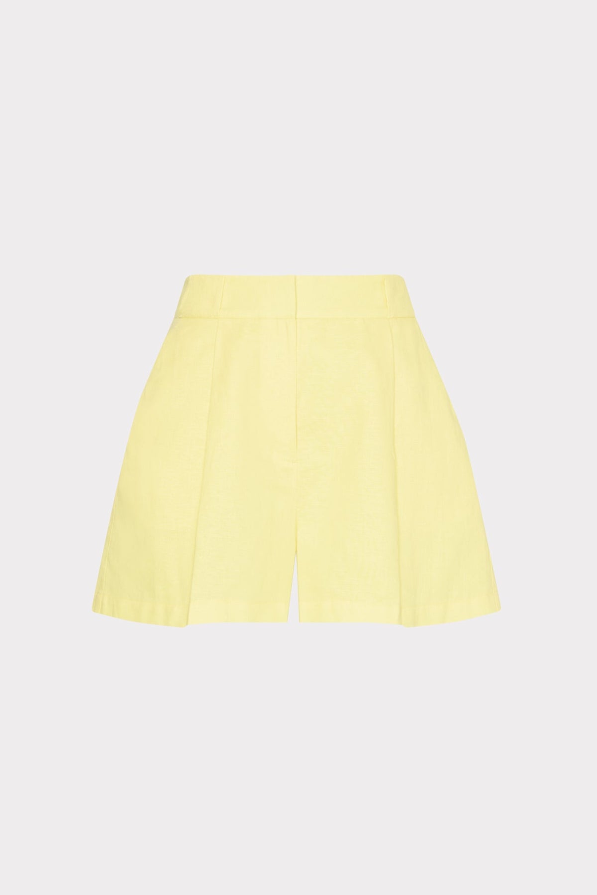 Linen Pleated Shorts - Yellow