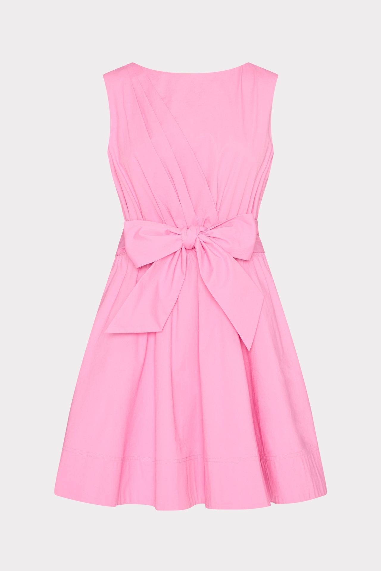 Draped Poplin Sleeveless Mini Dress - Pink