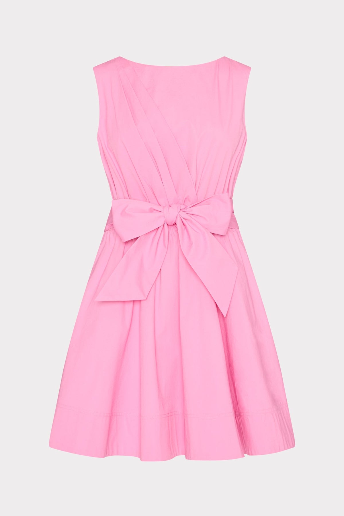Draped Poplin Sleeveless Mini Dress - Pink