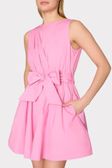 Draped Poplin Sleeveless Mini Dress - Pink