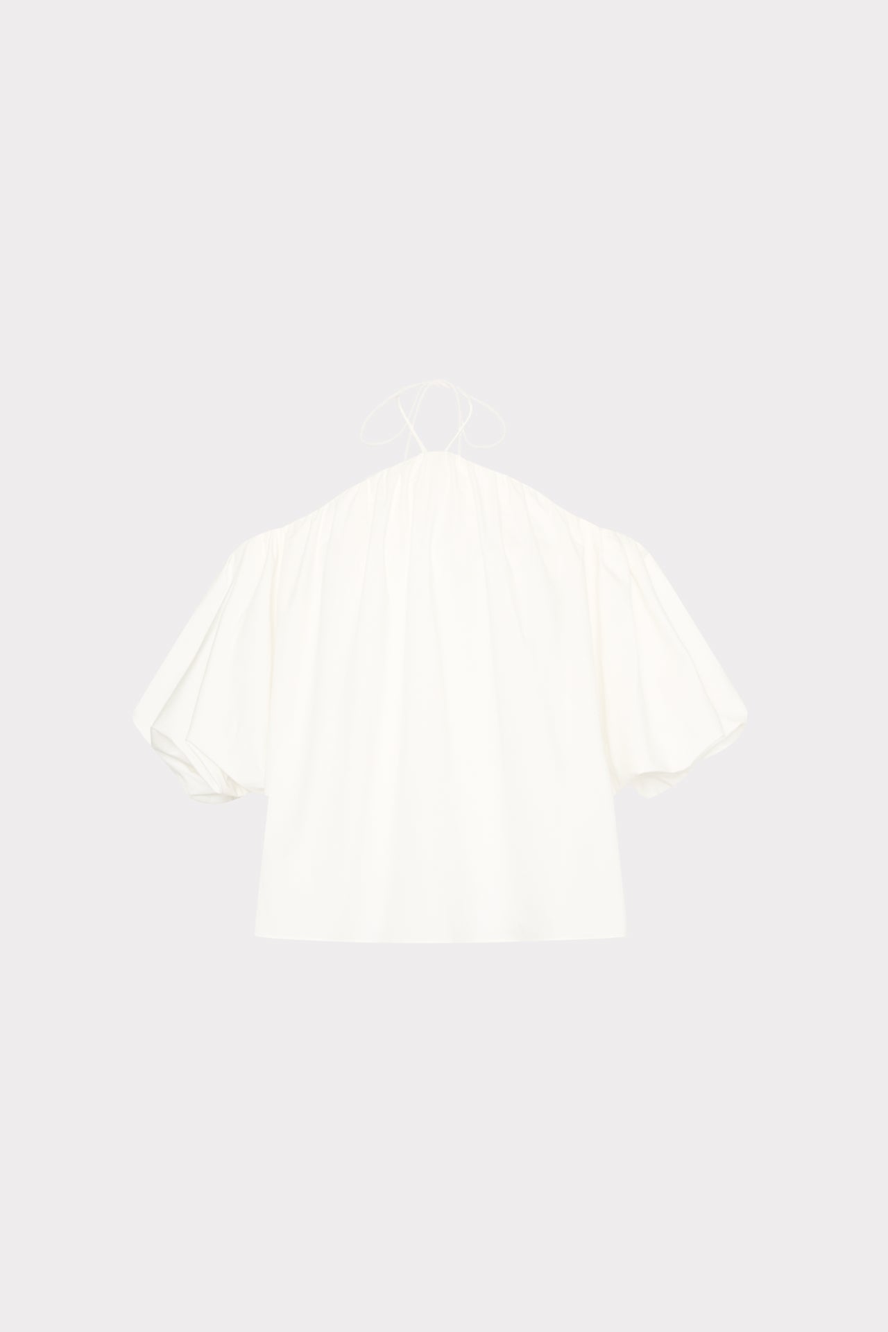Halter Poplin Off The Shoulder Top - White