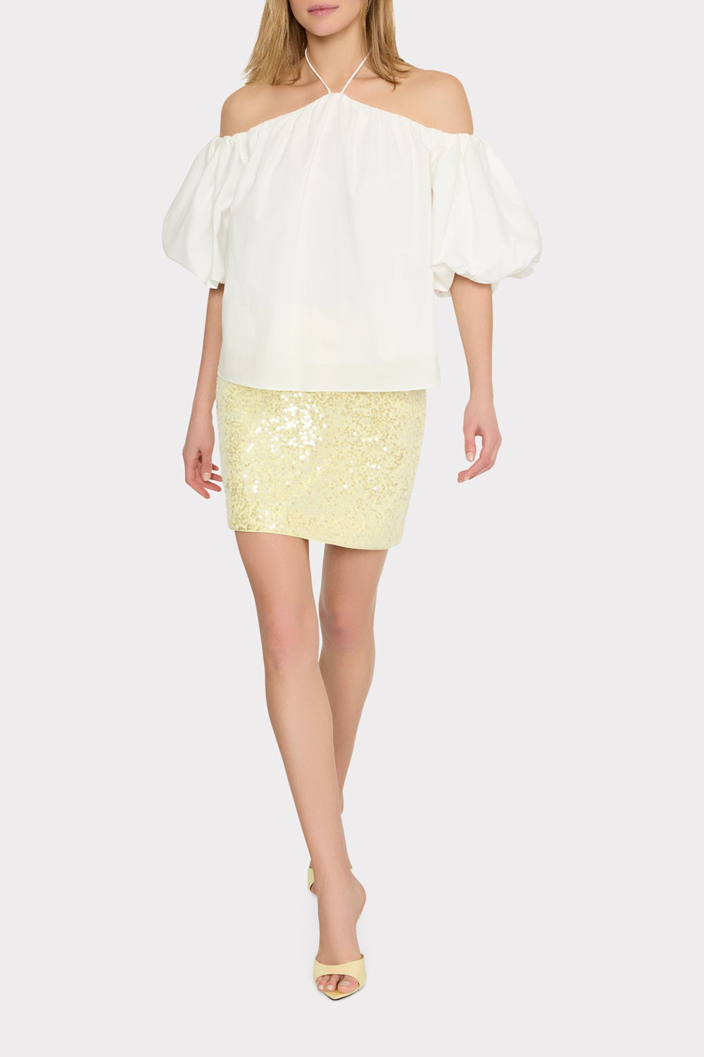 Halter Poplin Off The Shoulder Top - White
