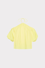 Halter Poplin Off The Shoulder Top - Yellow