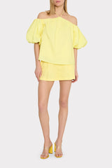 Halter Poplin Off The Shoulder Top - Yellow
