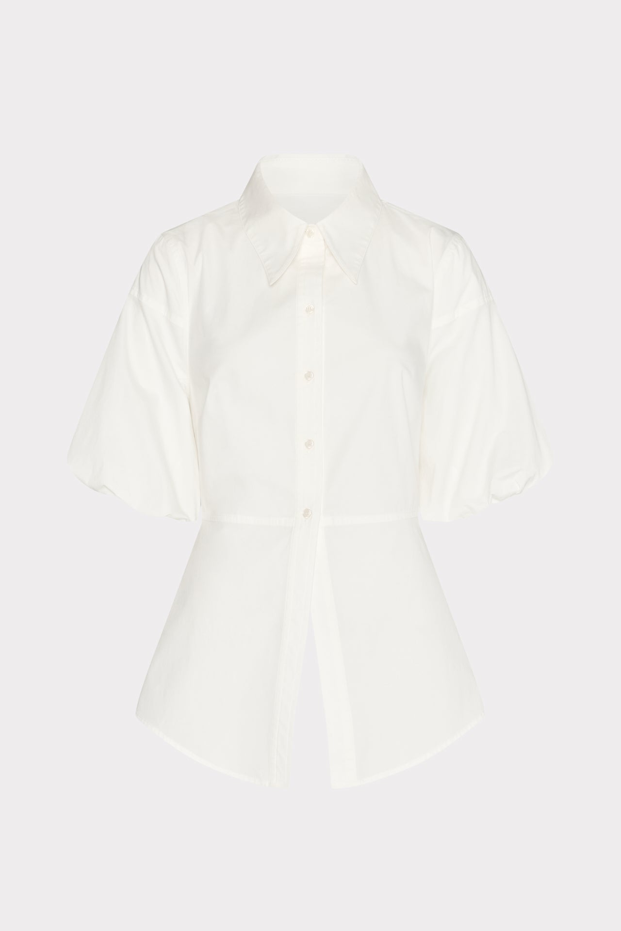 Tie Back Poplin Button Down Shirt - White