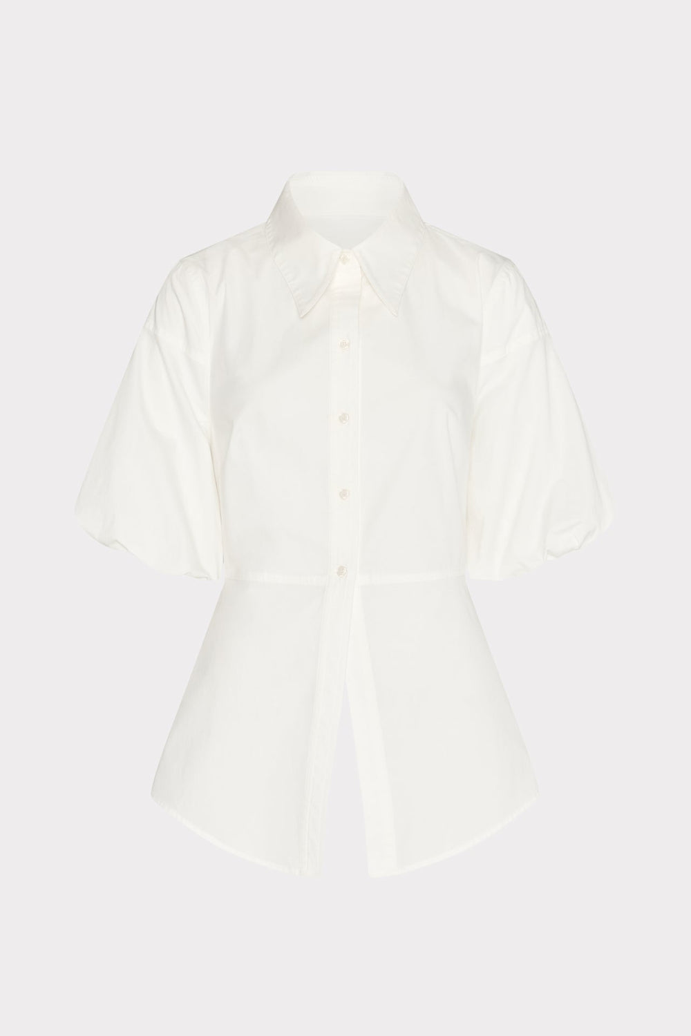Tie Back Poplin Button Down Shirt - White