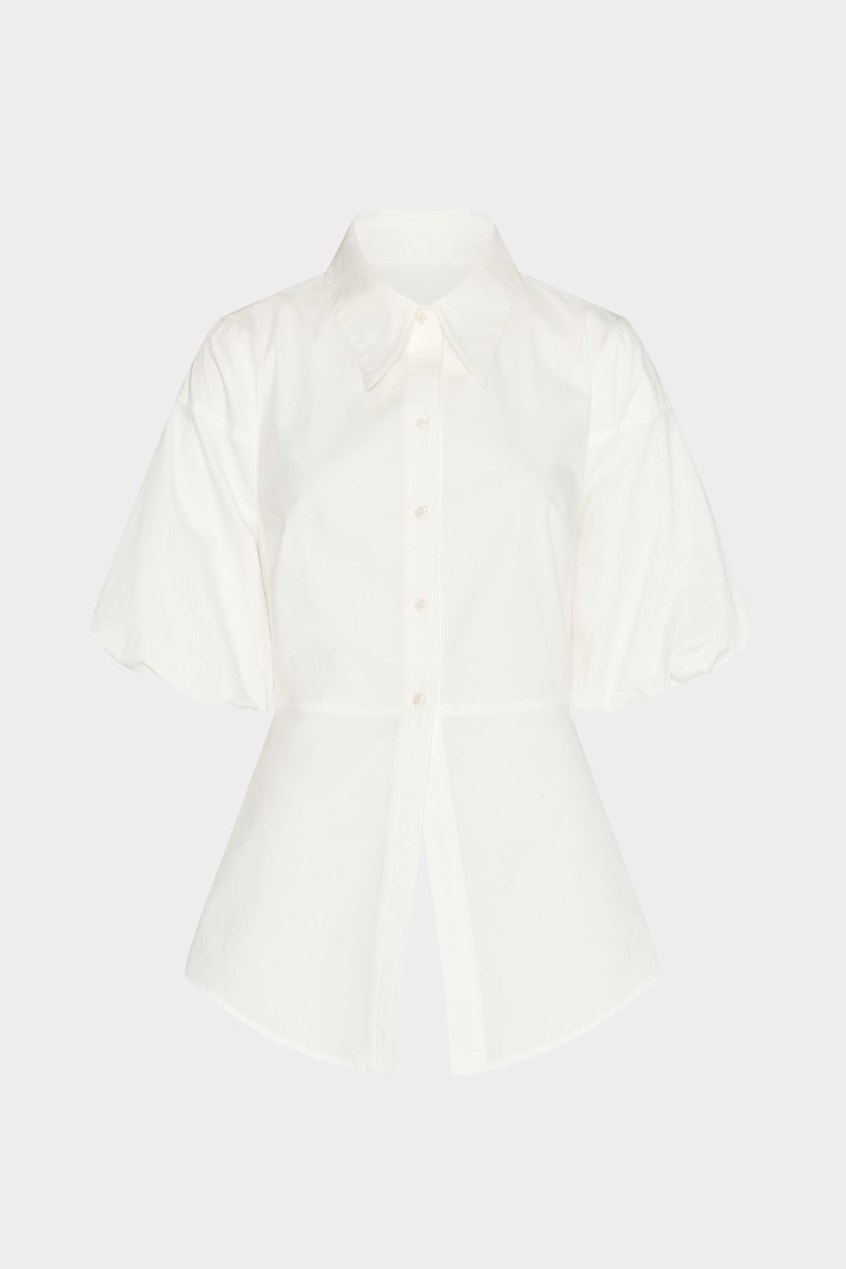 Tie Back Poplin Button Down Shirt - White