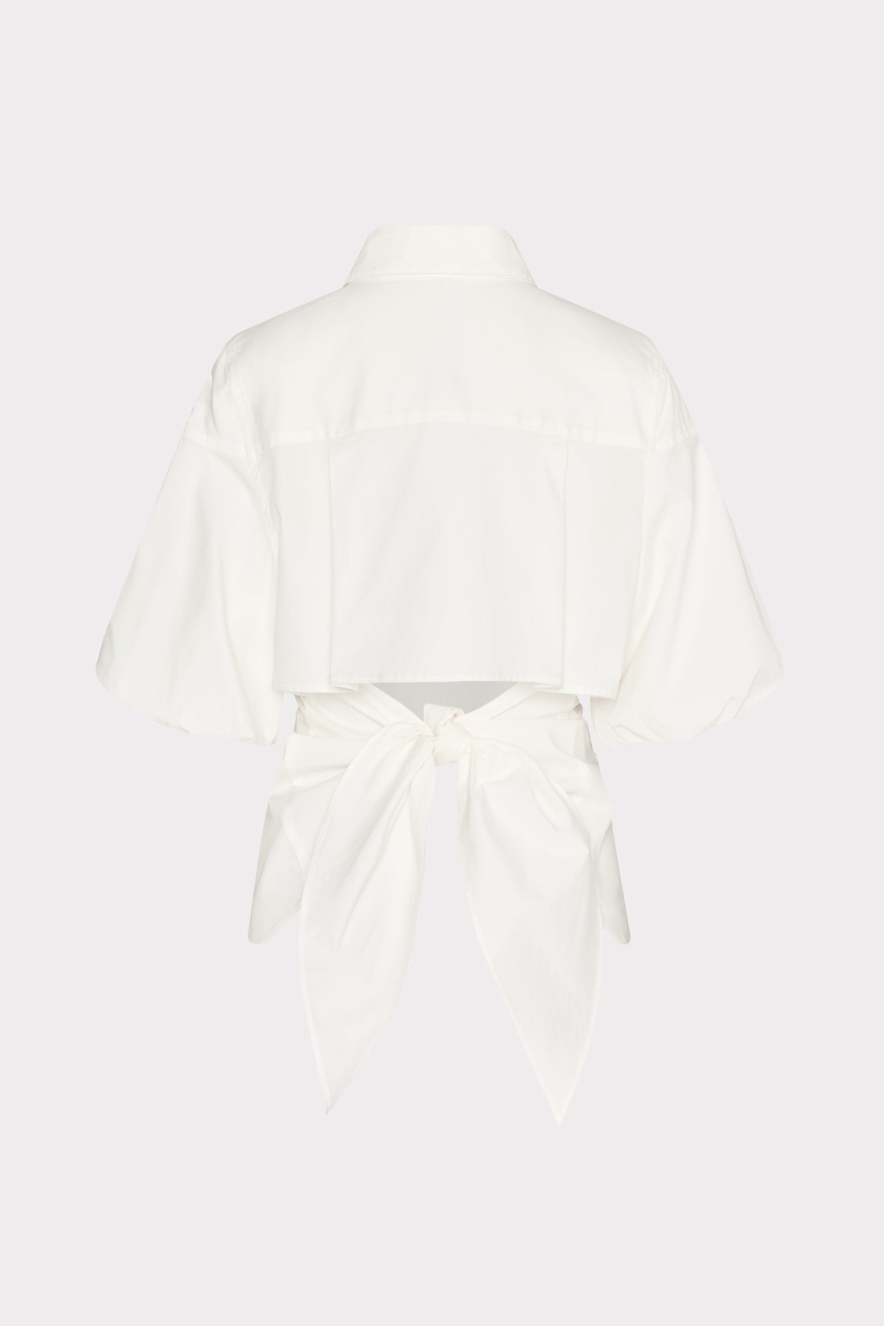 Tie Back Poplin Button Down Shirt - White