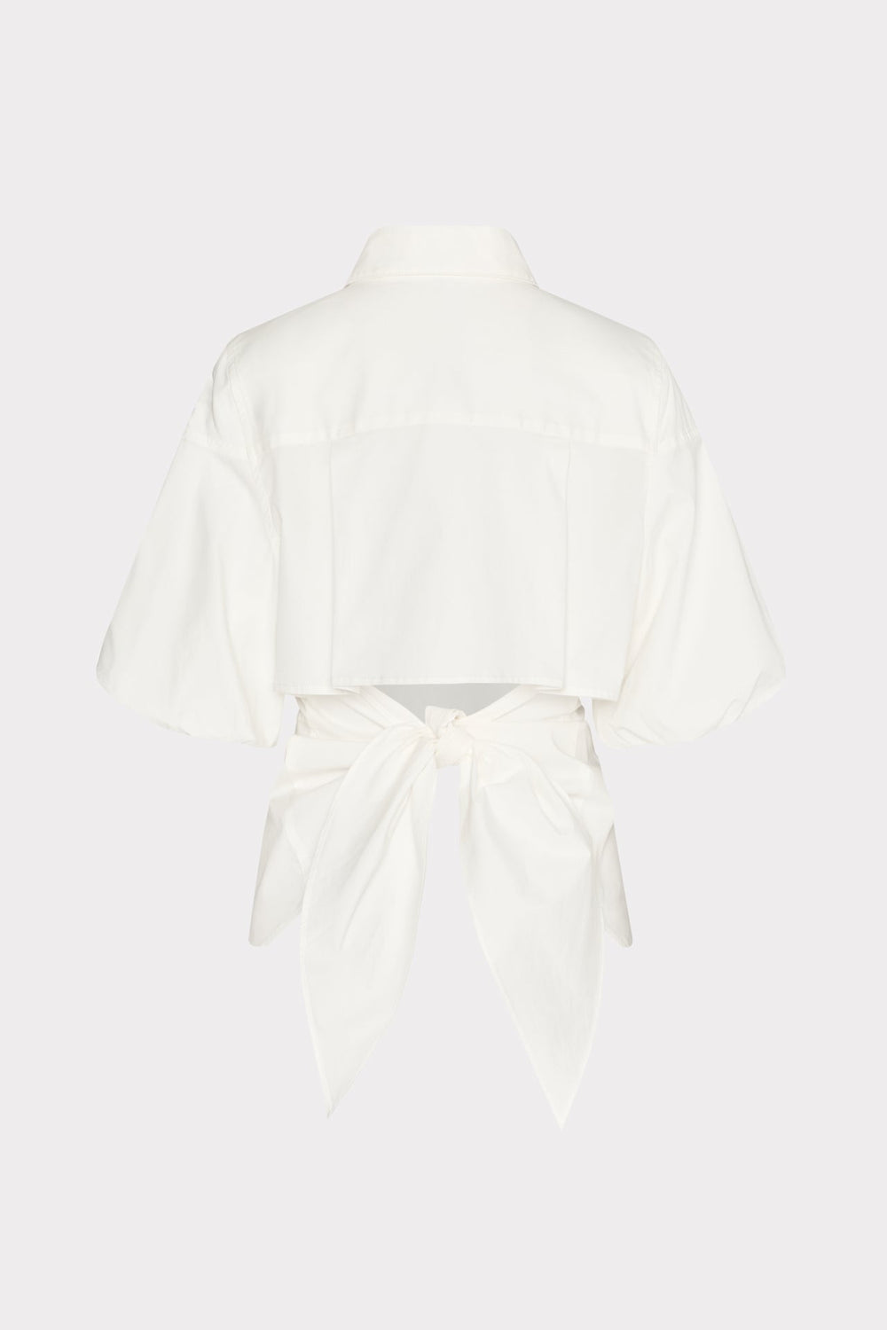 Tie Back Poplin Button Down Shirt - White