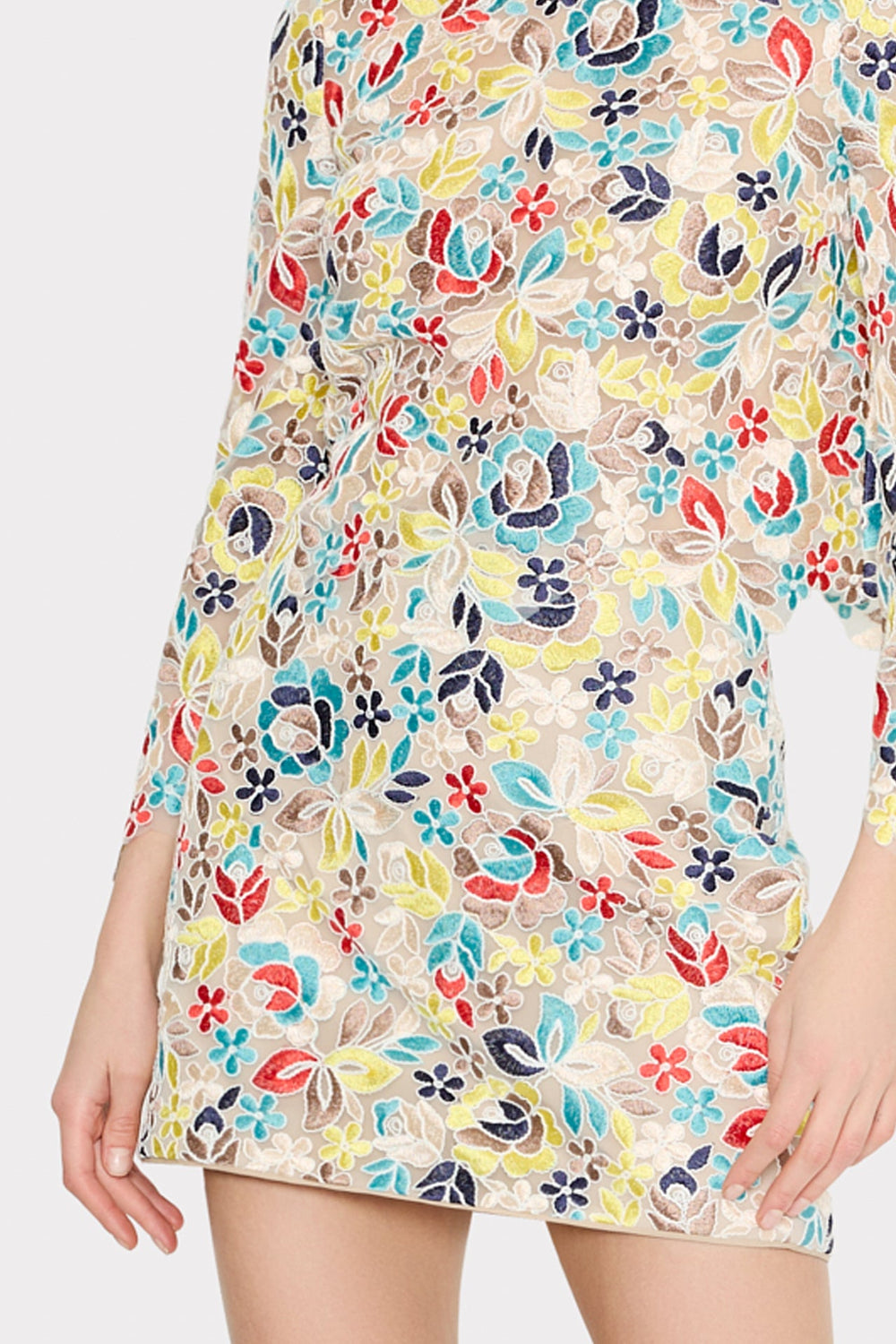 Printemps Lace Modern Mini Skirt - Yellow Multi