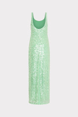 Tatum Stretch Sequins Maxi Dress - Green