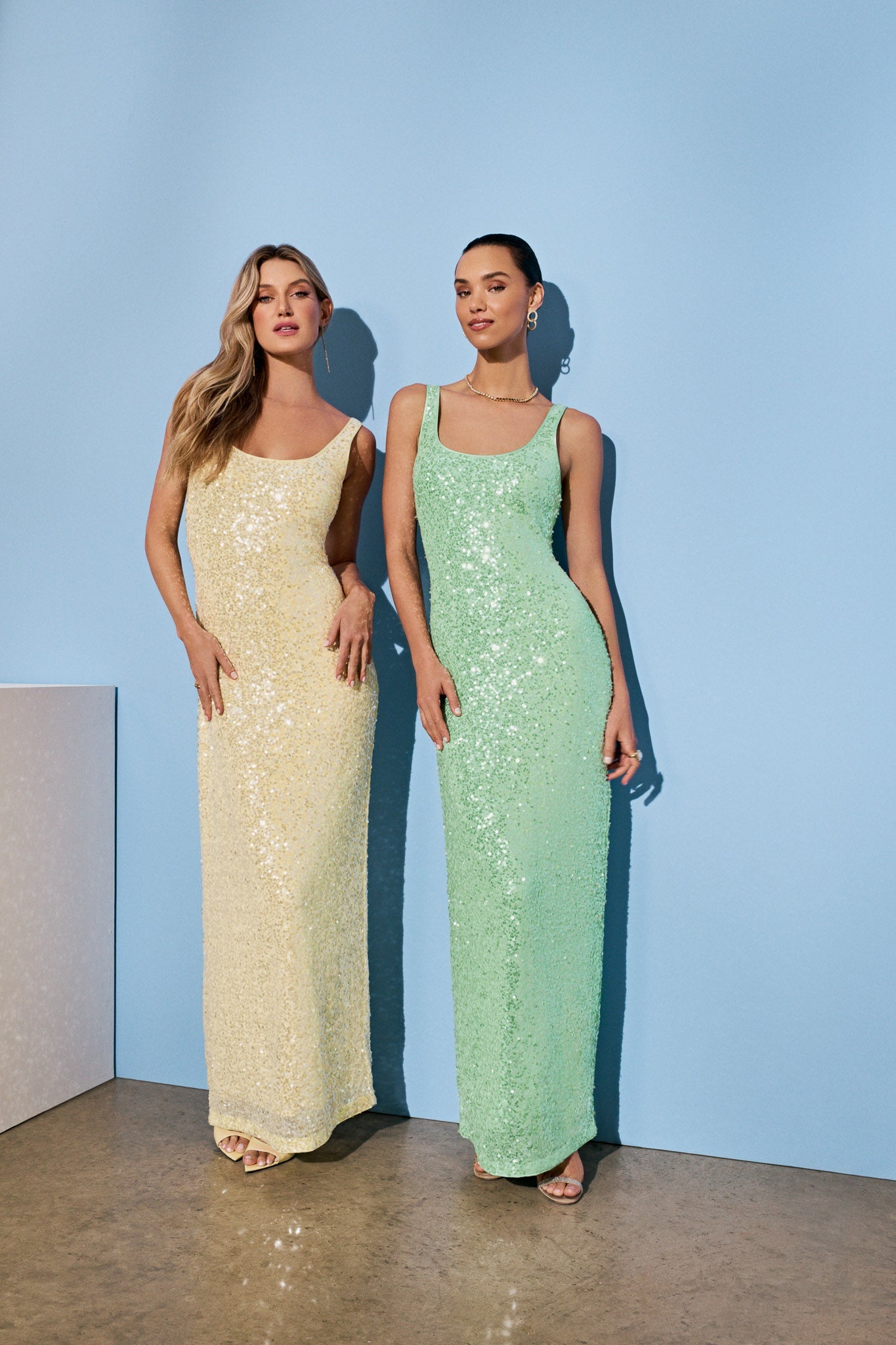 Tatum Stretch Sequins Maxi Dress - Green