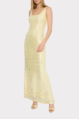 Tatum Stretch Sequins Maxi Dress - Yellow
